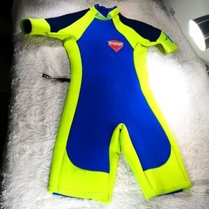 Wavelength Vibrant Blue/Yellow Wet Suit Rash Guard Spring Suit XS Unisex........